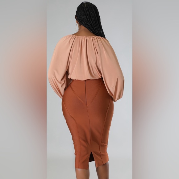 Cognac midi skirt - Picture 4 of 4